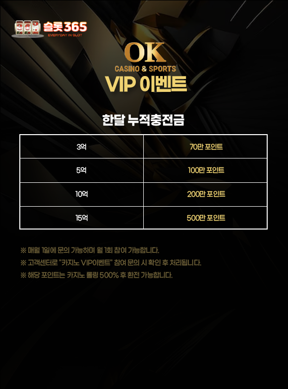 오케이슬롯 VIP 이벤트 누적 충전 보상 이미지