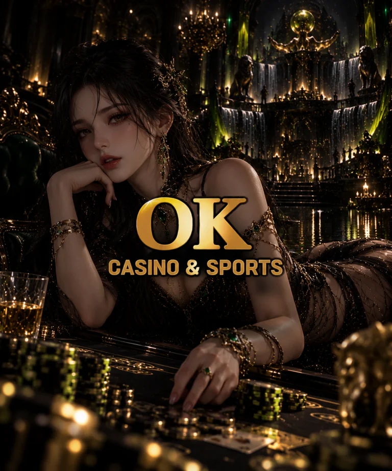 오케이카지노(OK Casino & Sports) 로고와 고급스러운 다크 판타지 카지노 배경을 담은 슬롯88 대표이미지